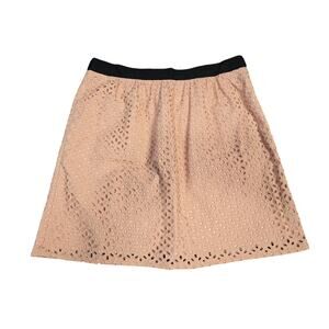LOFT Skirt Womens 8 Pink Eyelet Overlay Lined A-Line Spring Summer Casual